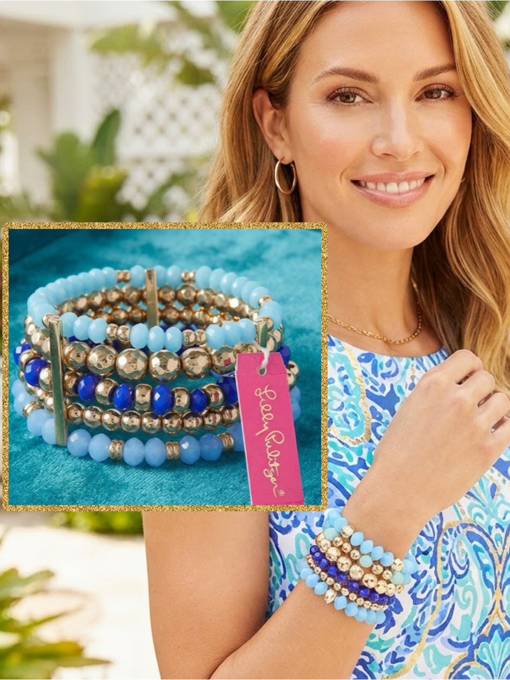 Lilly Pulitzer SOCAL SUNSET BRACELET✨BEADED STRETCH✨ NWT